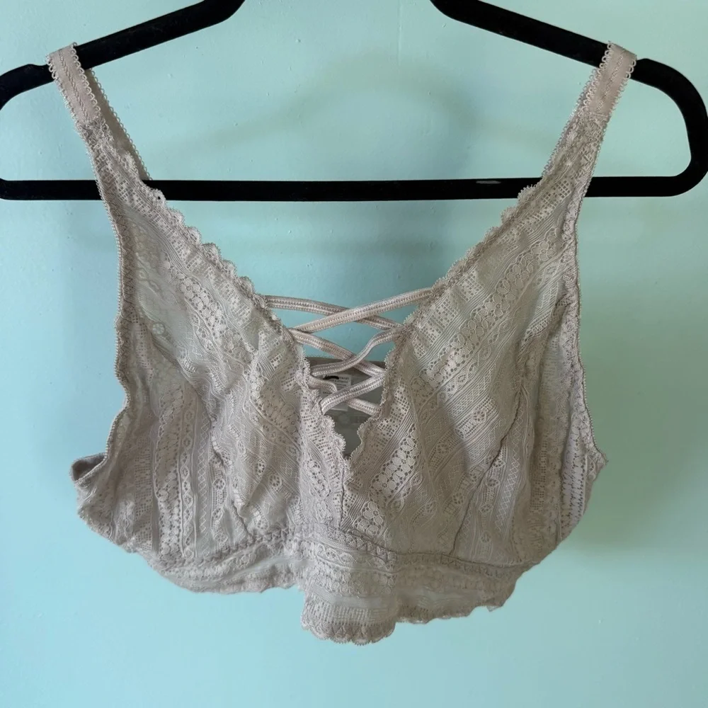 Ashley Stewart Lace Bralette in Cream Size 3X